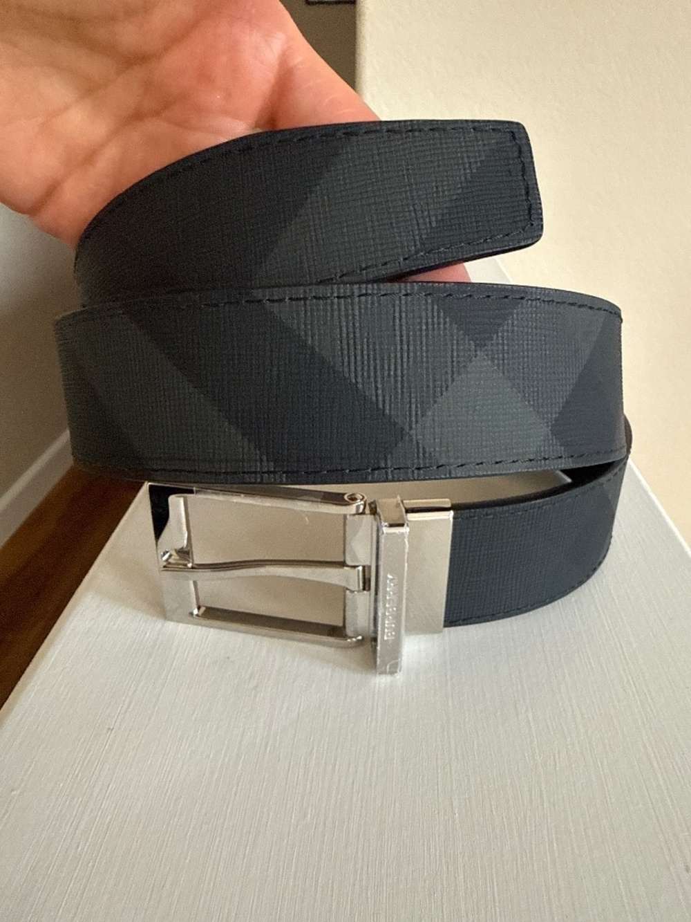Burberry Louis Reversible Check Belt- Size 34 NWOT
